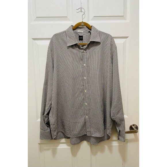 Hugo Boss Men's Button Long Sleeve Dress Shirt Slim Fit Size XXL Geometric - Picture 1 of 8